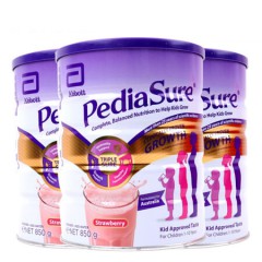 （包邮）PediaSure澳洲小安素草莓味营养粉儿童学生进口奶粉（1-10岁适用） 850g 3罐装