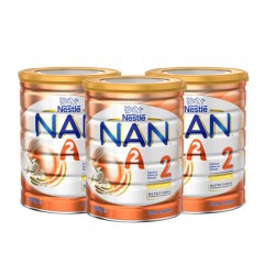 （包邮）Nestle雀巢NAN能恩A2婴幼儿配方牛奶粉2段二段 800g 3罐装AAA