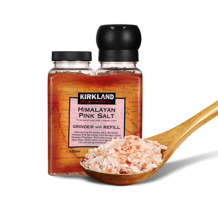 Kirkland美国进口喜马拉雅粉盐食用海盐玫瑰盐烘焙带研磨器737g装
